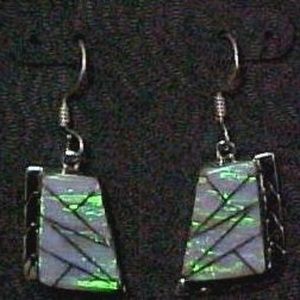 Blue Green Opal Sterling Earrings by Lee Thompson